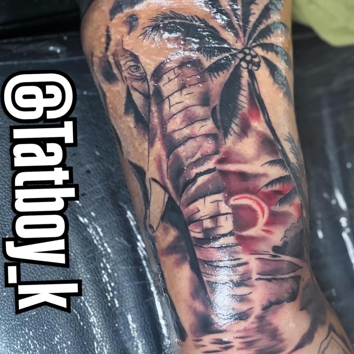 Elephant realism tattoo on the forearm by Mr.K
