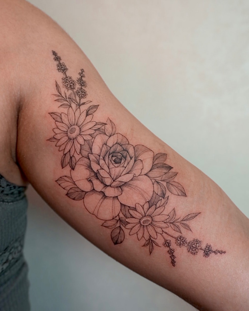 Tattoo by @tattooist_hyn — fine_line, black_and_grey