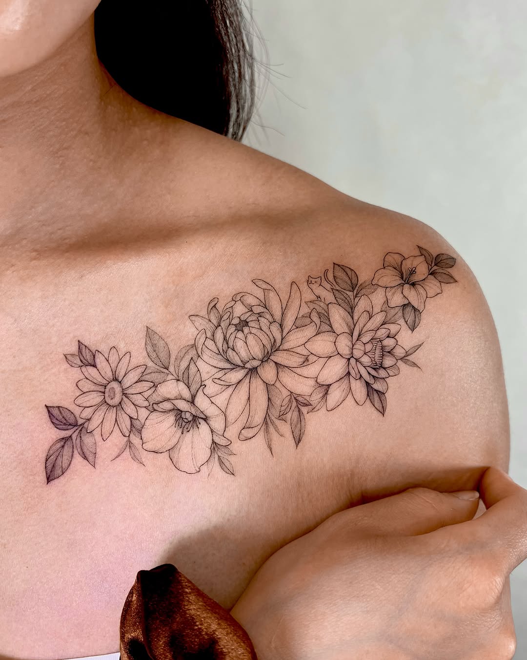 Tattoo by @tattooist_hyn — fine_line, black_and_grey