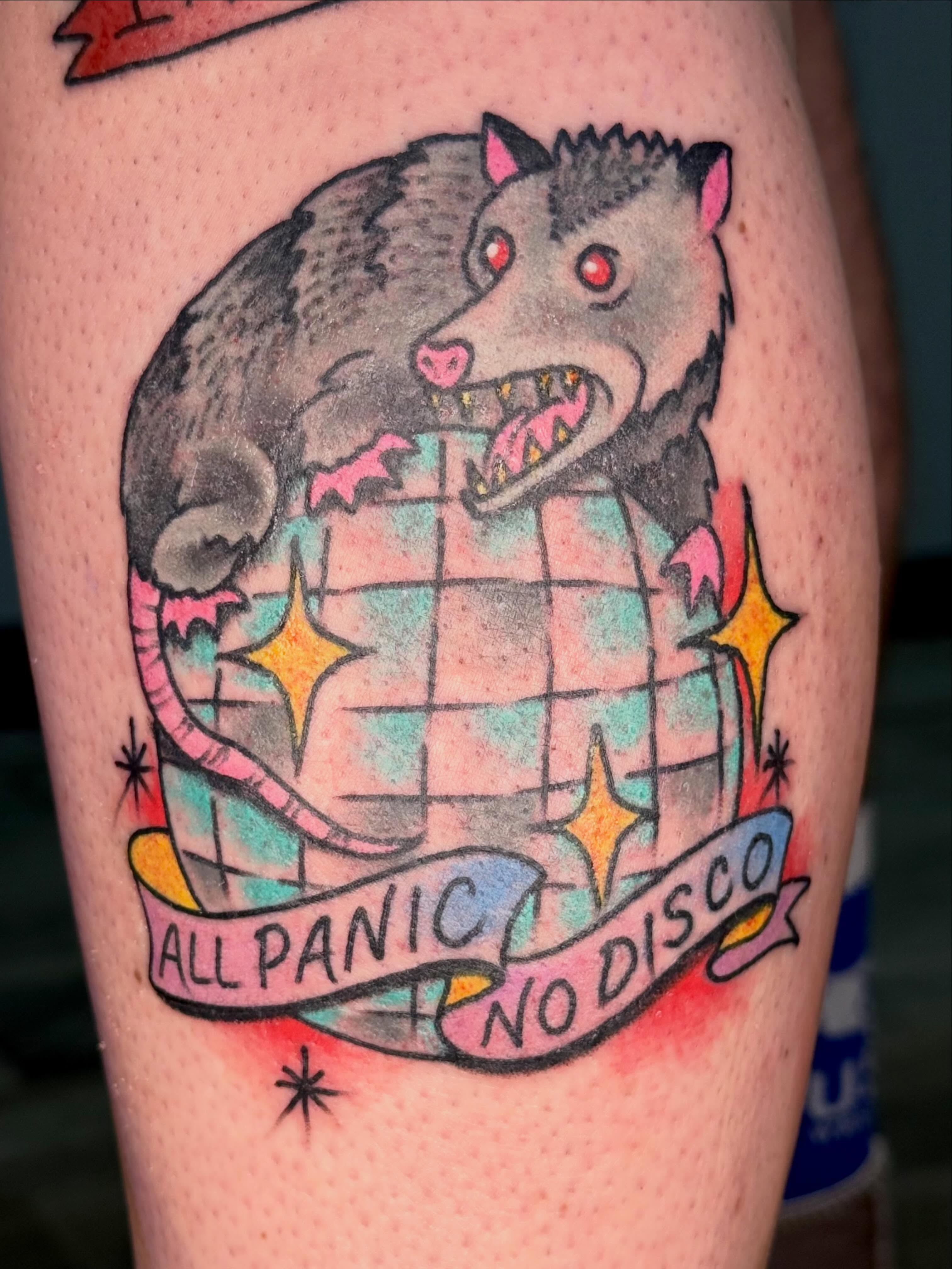 Possum American traditional tattoo on the thigh by KevinBetsch