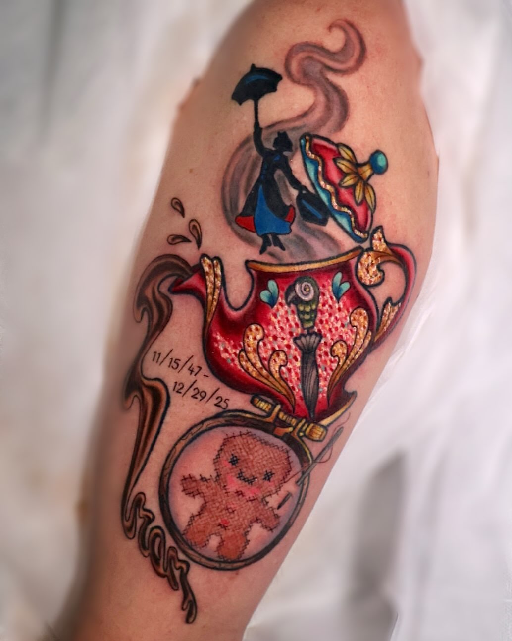 Alice in Wonderland new school tattoo on the forearm by Bailey Drey