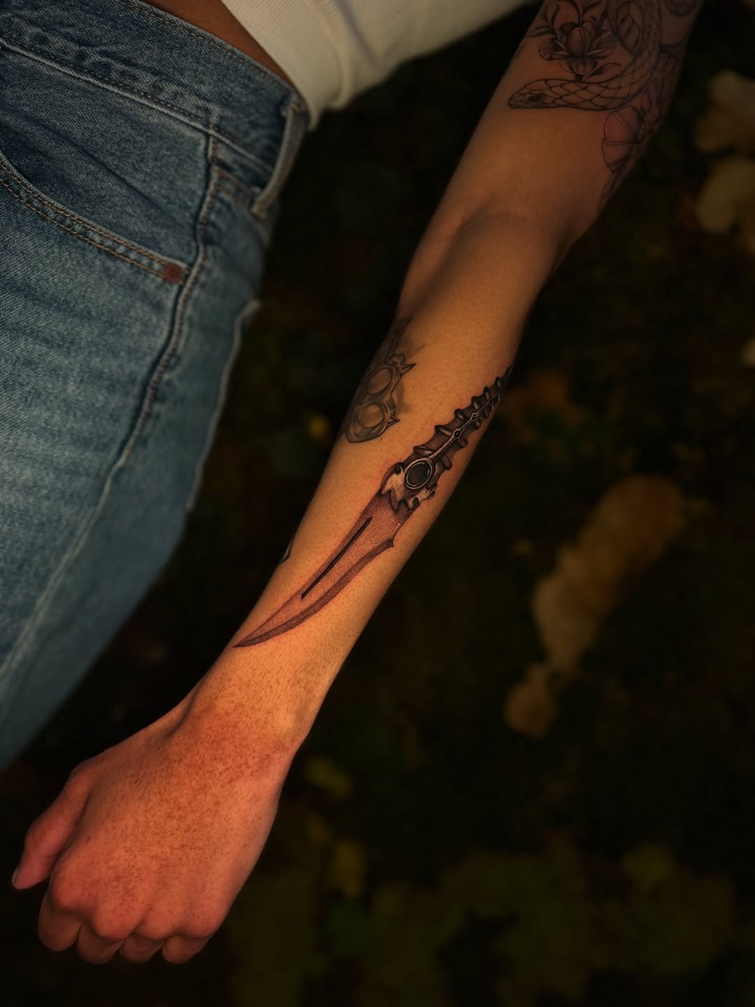 Dagger minimalist tattoo on the forearm by 🌸Cinthia ちゃん🌹, New York, New York