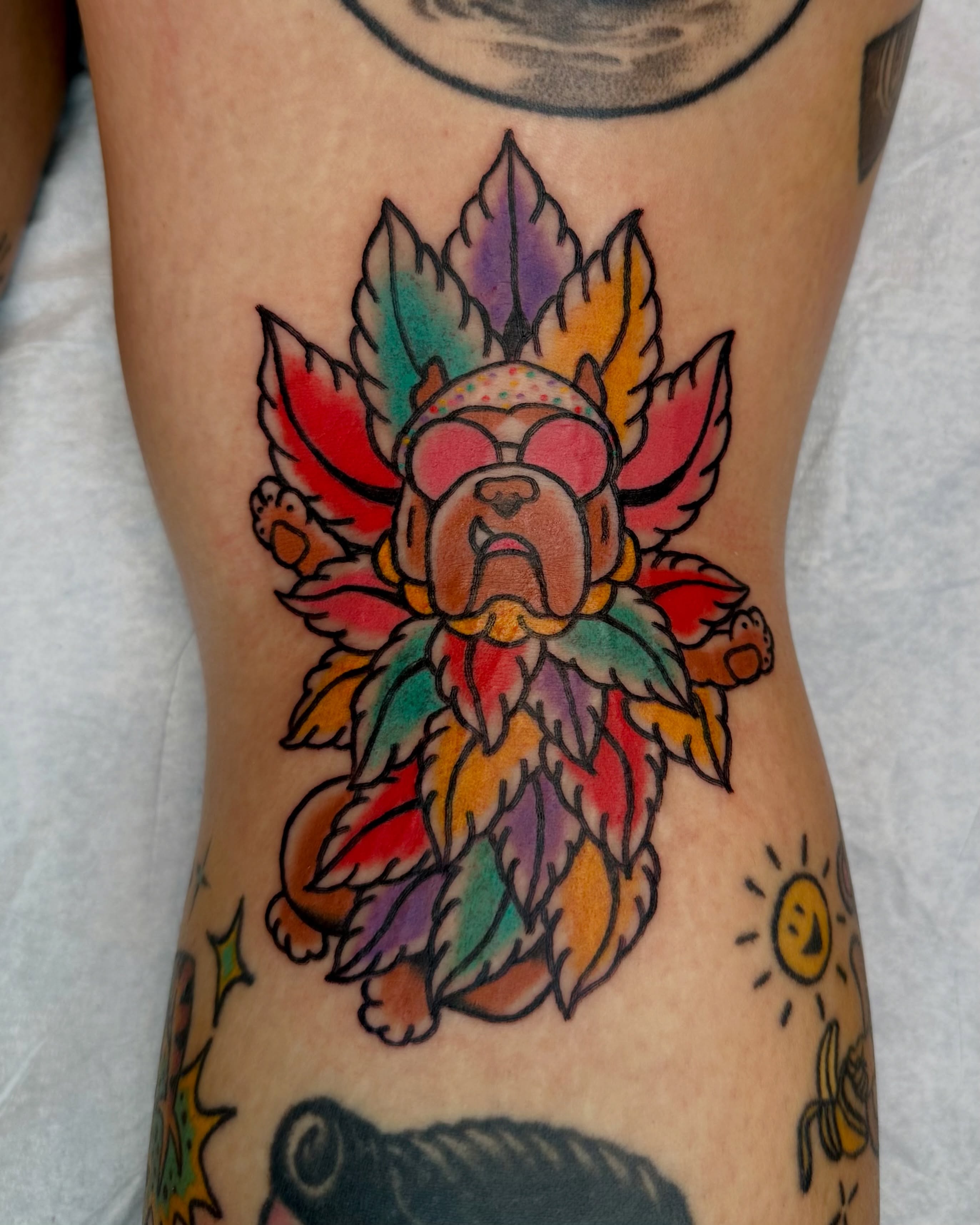 Bearded dog with feathers American traditional tattoo on the forearm by β₯ππππππβ₯ππππβ₯ Traditional Tattoos
