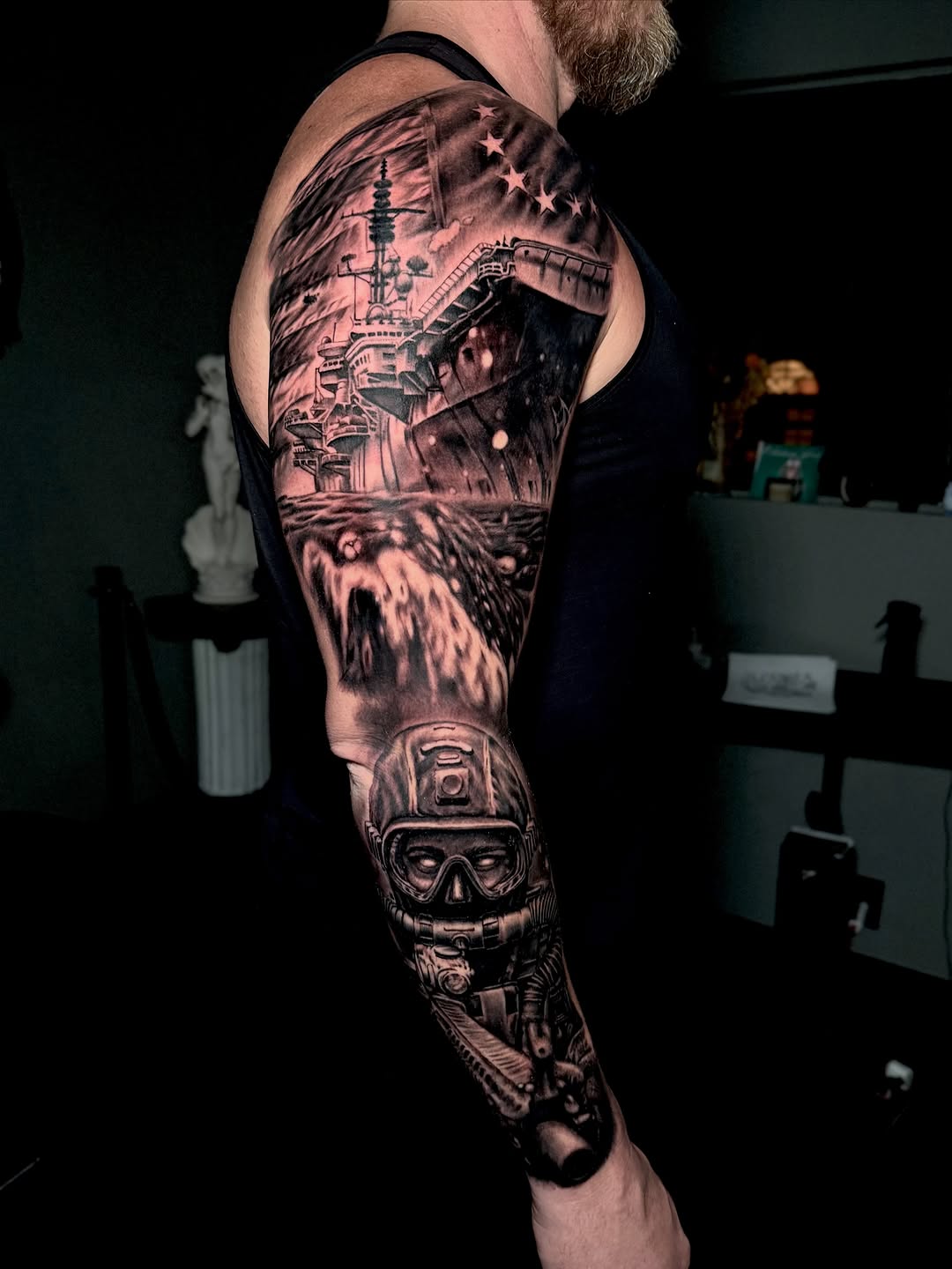 Tattoo by @mattvaught_tattoo — realism, black_and_grey