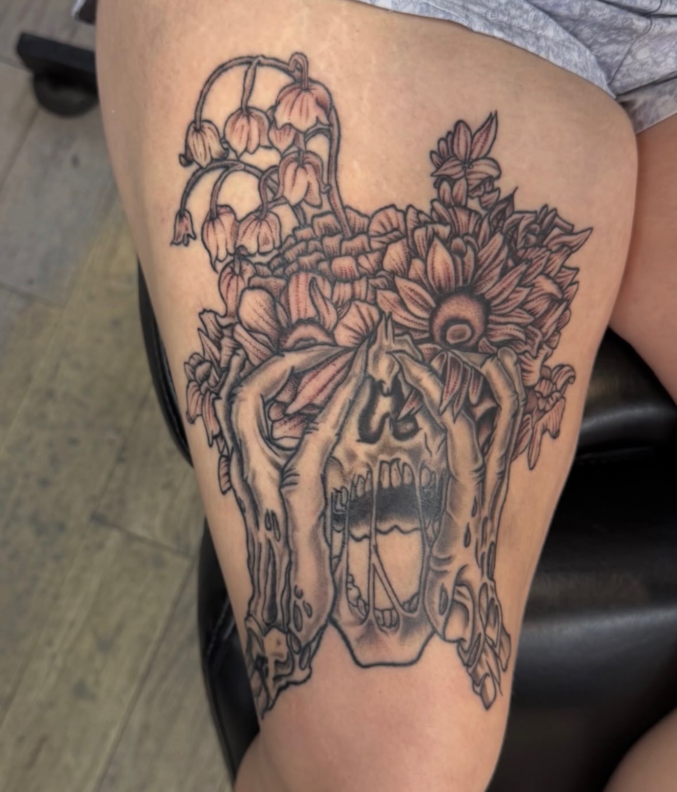 Tattoo by @kustomhustletattoo — black_and_grey, realism