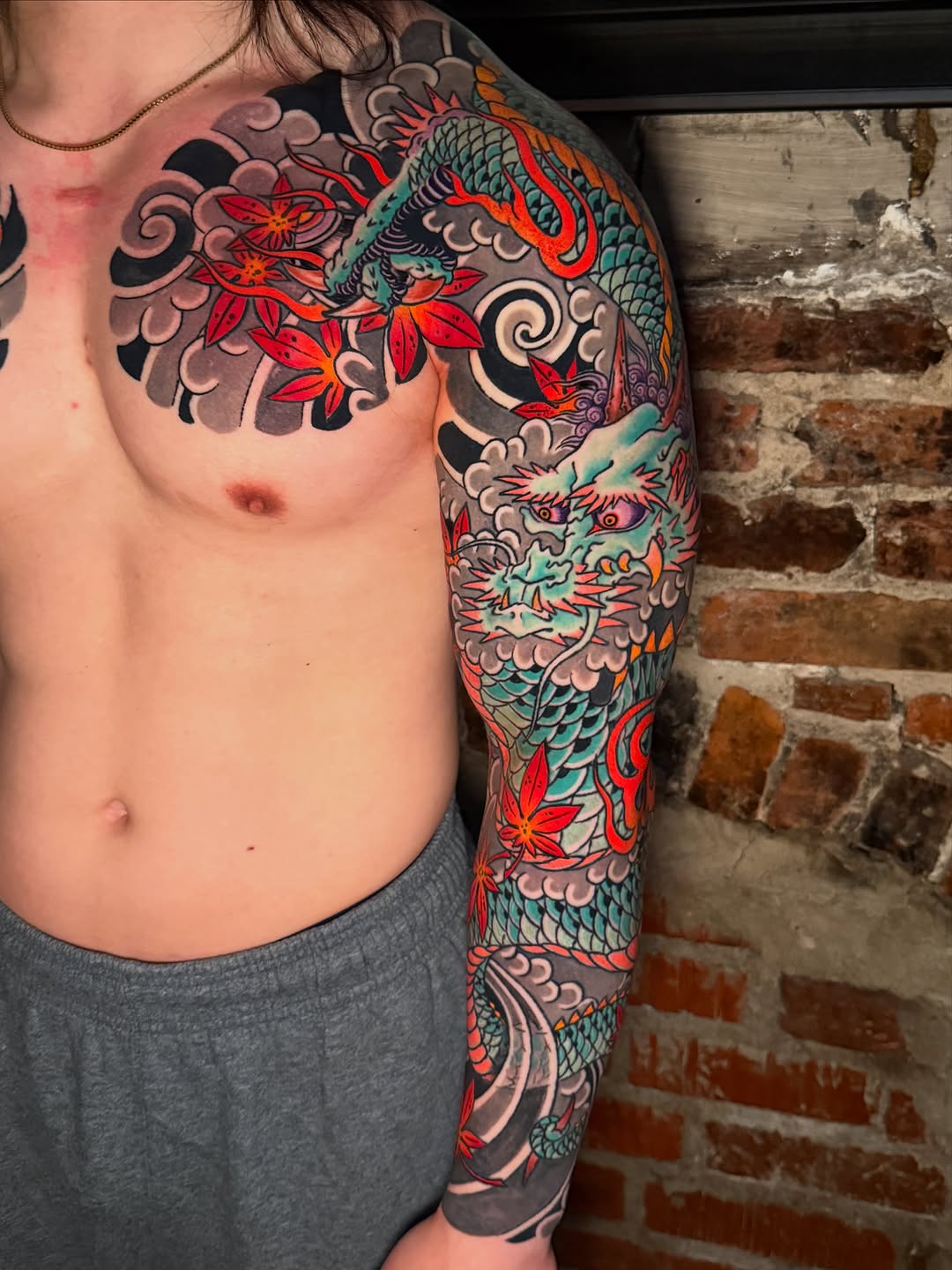 Tattoo by @old_man_rogers — japanese_irezumi, black_and_grey