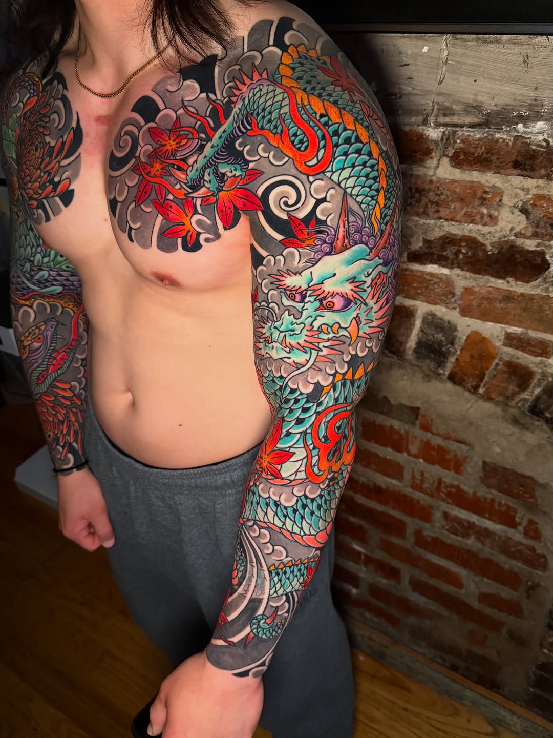 Tattoo by @old_man_rogers — japanese_irezumi, black_and_grey