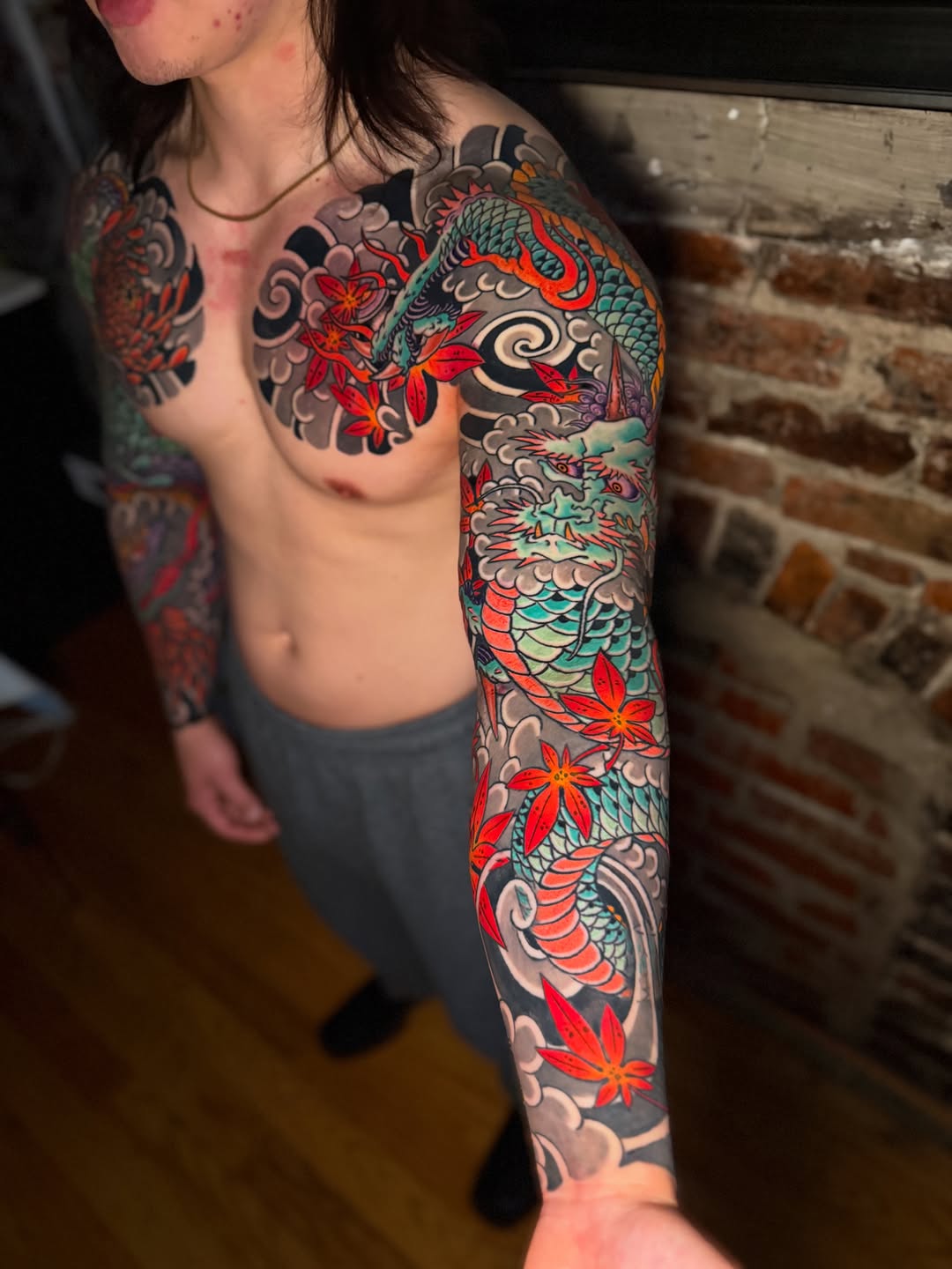 Tattoo by @old_man_rogers — japanese_irezumi, black_and_grey