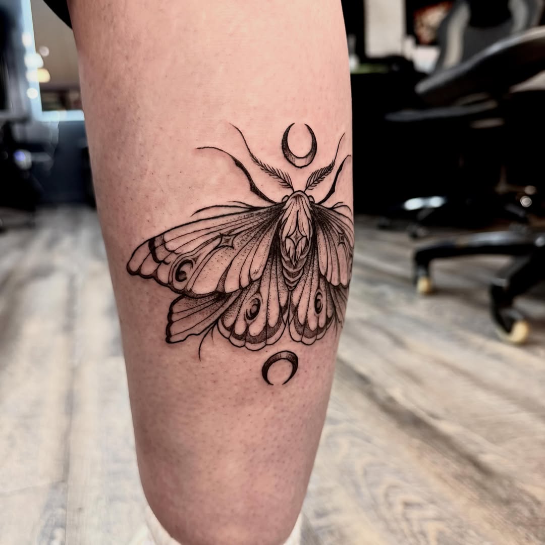 Tattoo by @elijahtatttoo — dotwork, black_and_grey