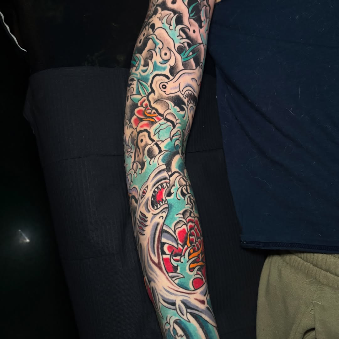 Tattoo by @mattbrookstattoo — american_traditional, japanese_irezumi