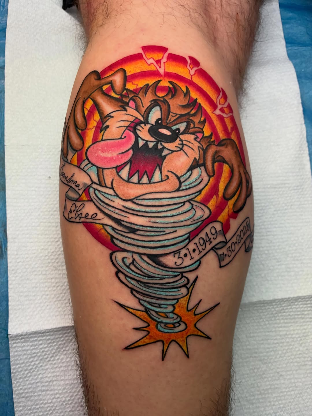 Tattoo on the thigh by Bre