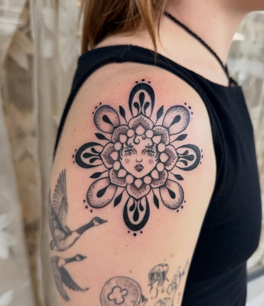 Tattoo by @elliemac.tattoos — dotwork, ornamental