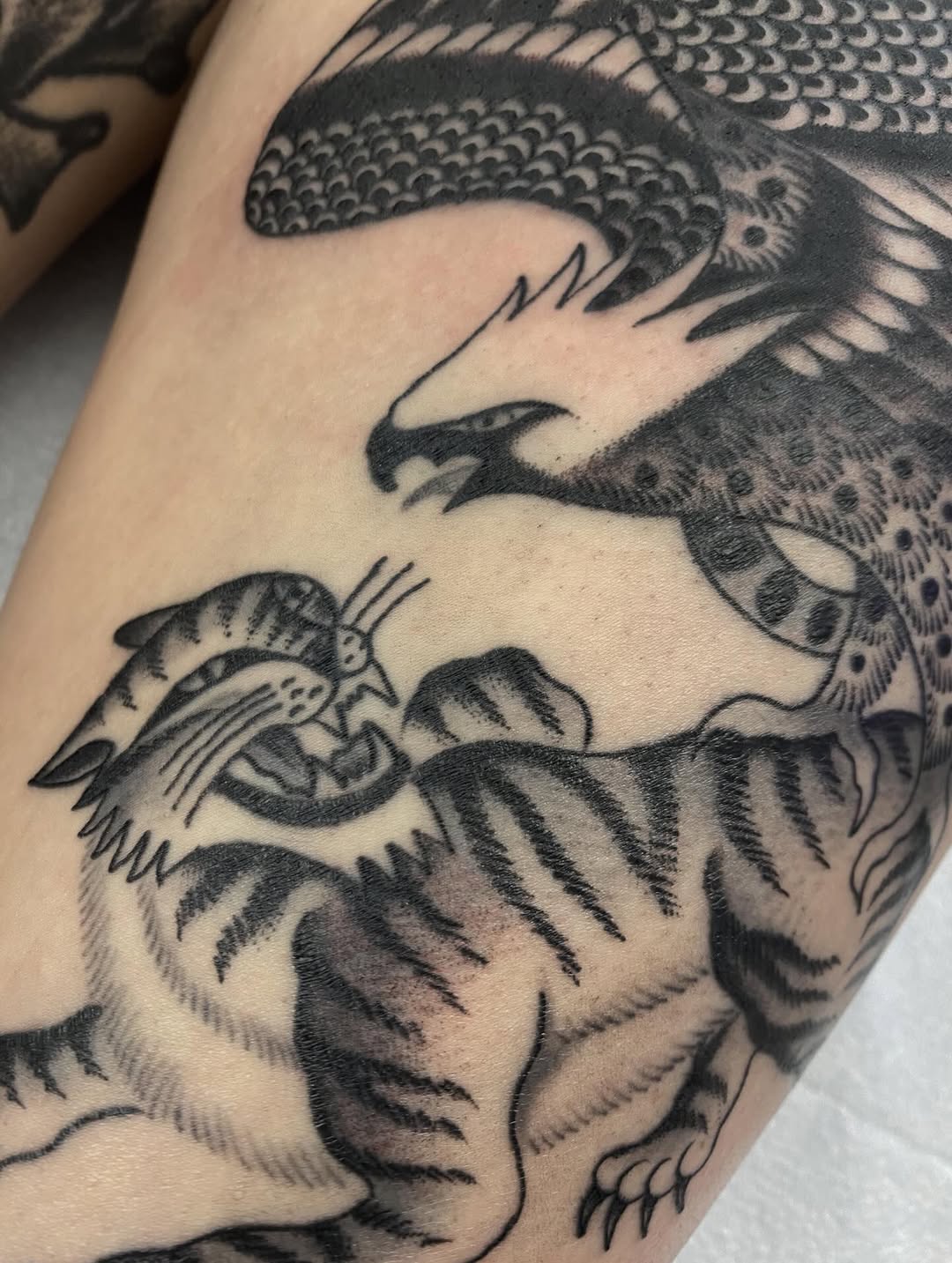 Tattoo by @abbyroseestes — japanese_irezumi, black_and_grey