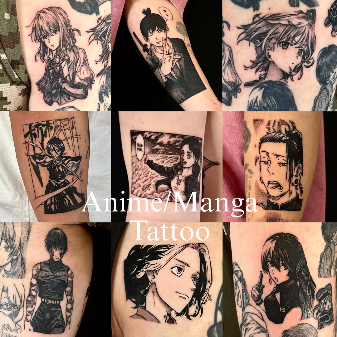 Tattoo by @tattooist_culp — anime, dotwork
