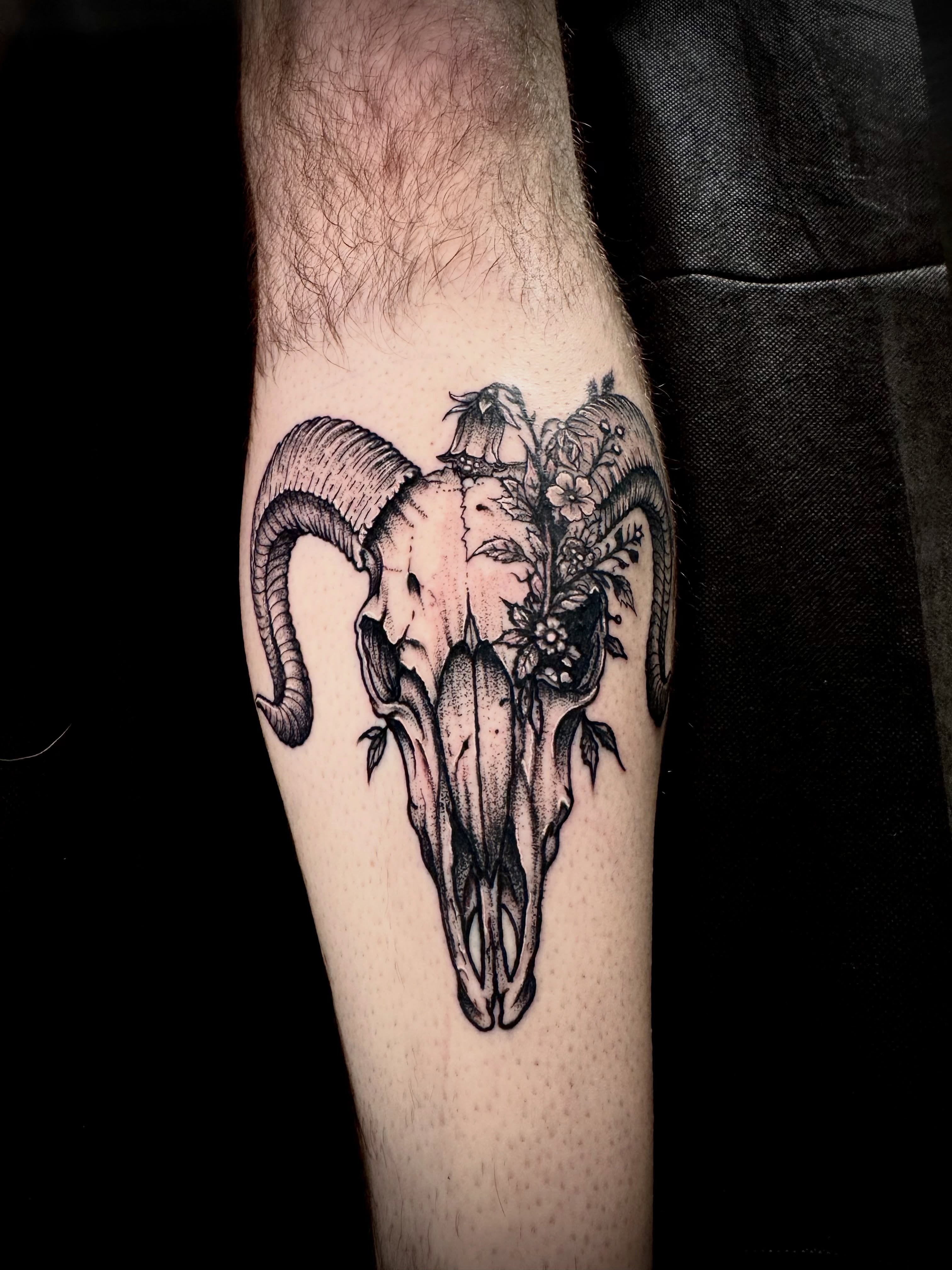 Tattoo by @blvckheart_ink — dotwork, black_and_grey