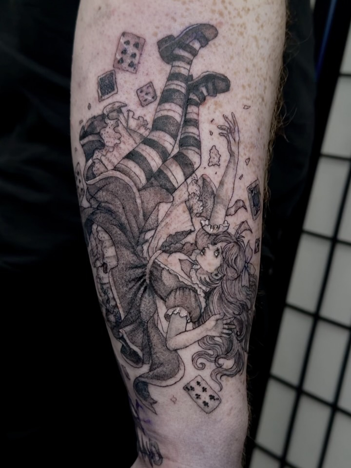 Tattoo by @jordyn_tattoos — illustrative, black_and_grey