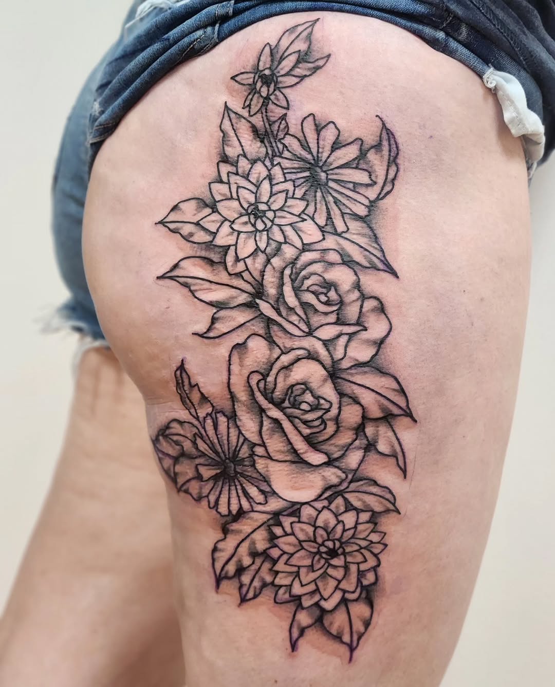 Tattoo by @queenofchaostattoos — fine_line, black_and_grey
