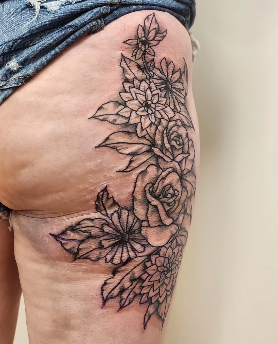 Tattoo by @queenofchaostattoos — fine_line, black_and_grey