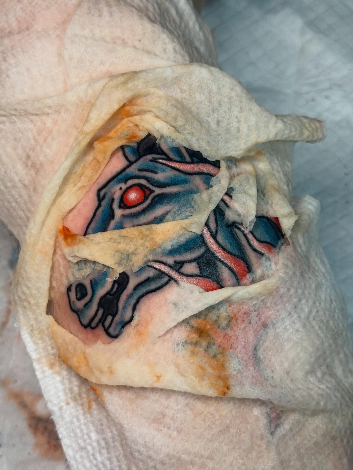 Cyborg face dark realism tattoo on the forearm by Mtctattoos