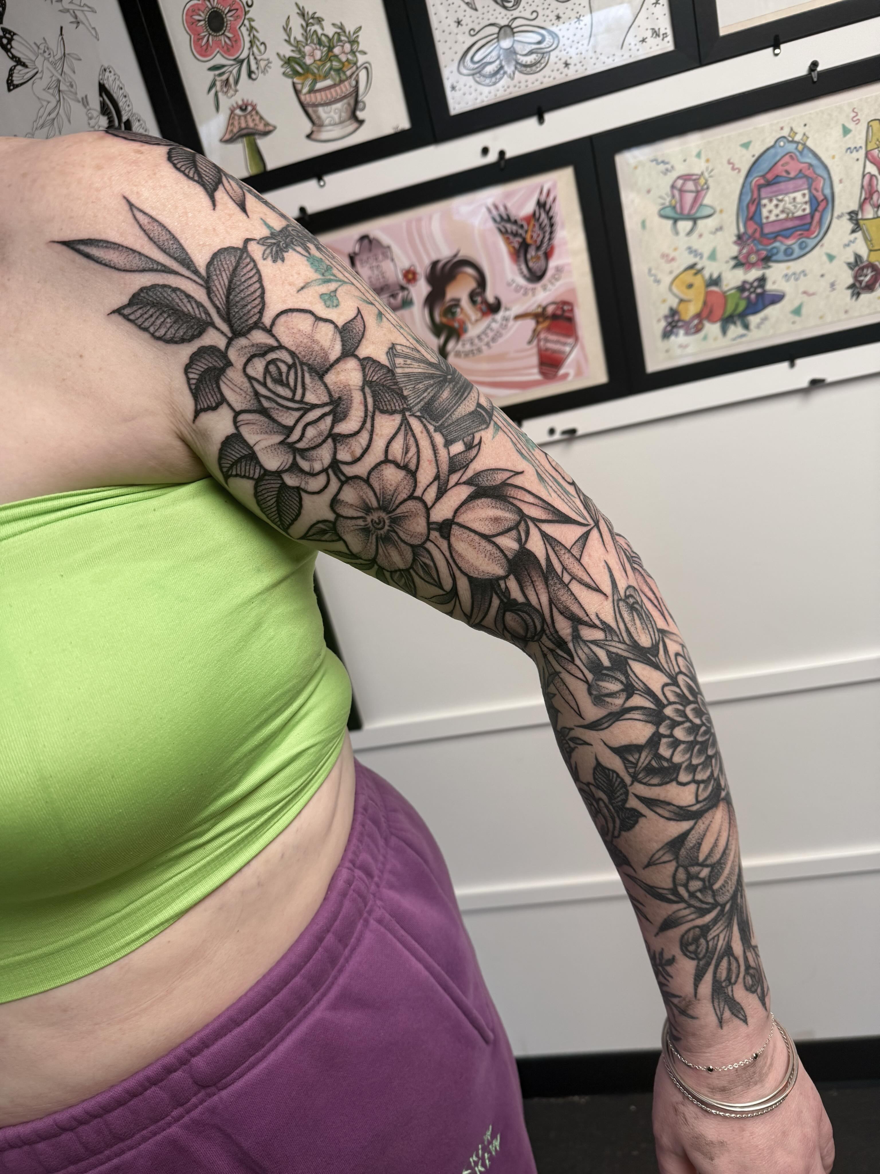 Tattoo by @inkedbydelaney — black_and_grey