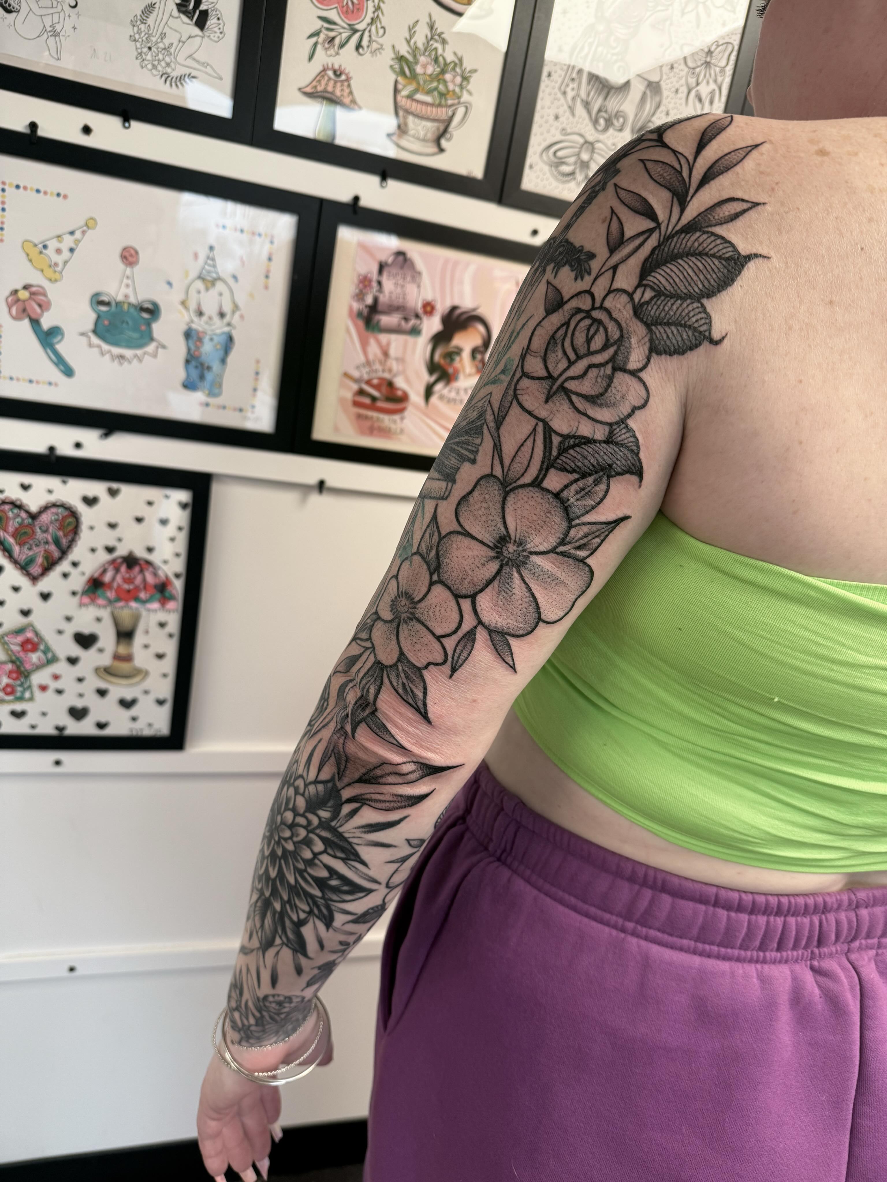 Tattoo by @inkedbydelaney — black_and_grey