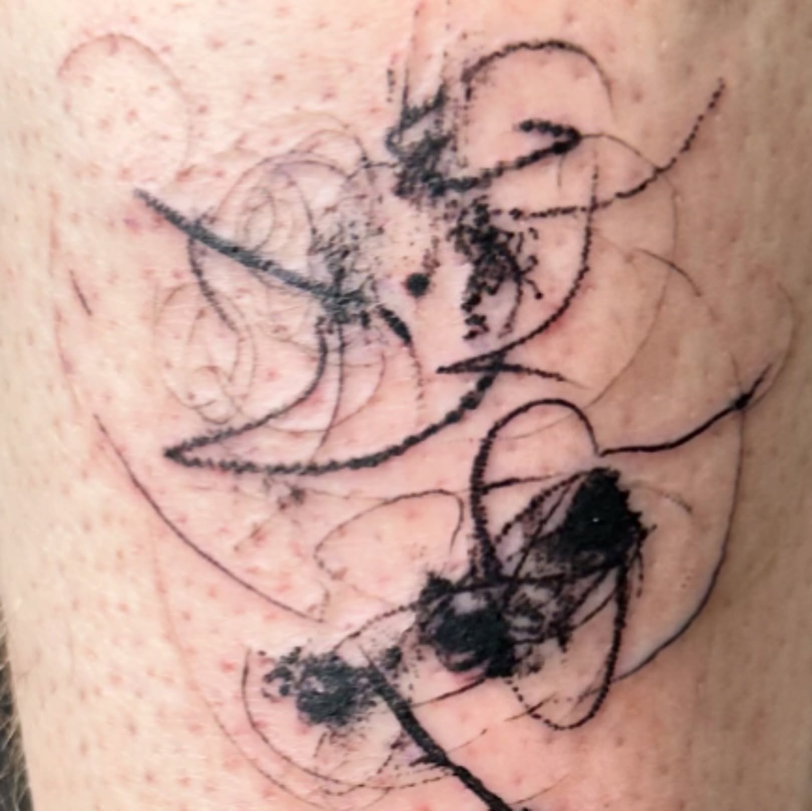 Abstract swirls dotwork tattoo on the forearm by reid - tattoo artist
