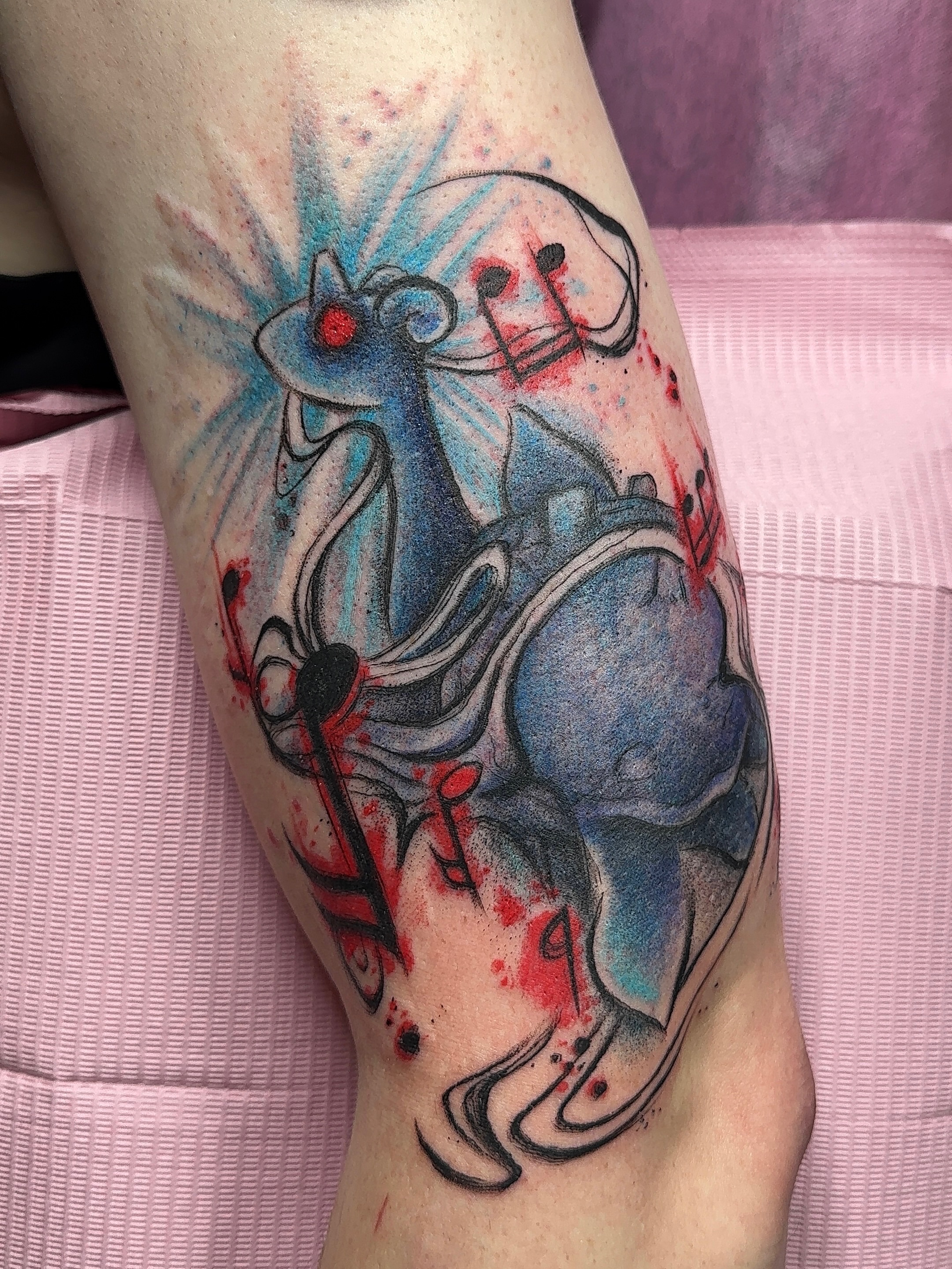 Tattoo by @nekomontattoo โ watercolor, new_school