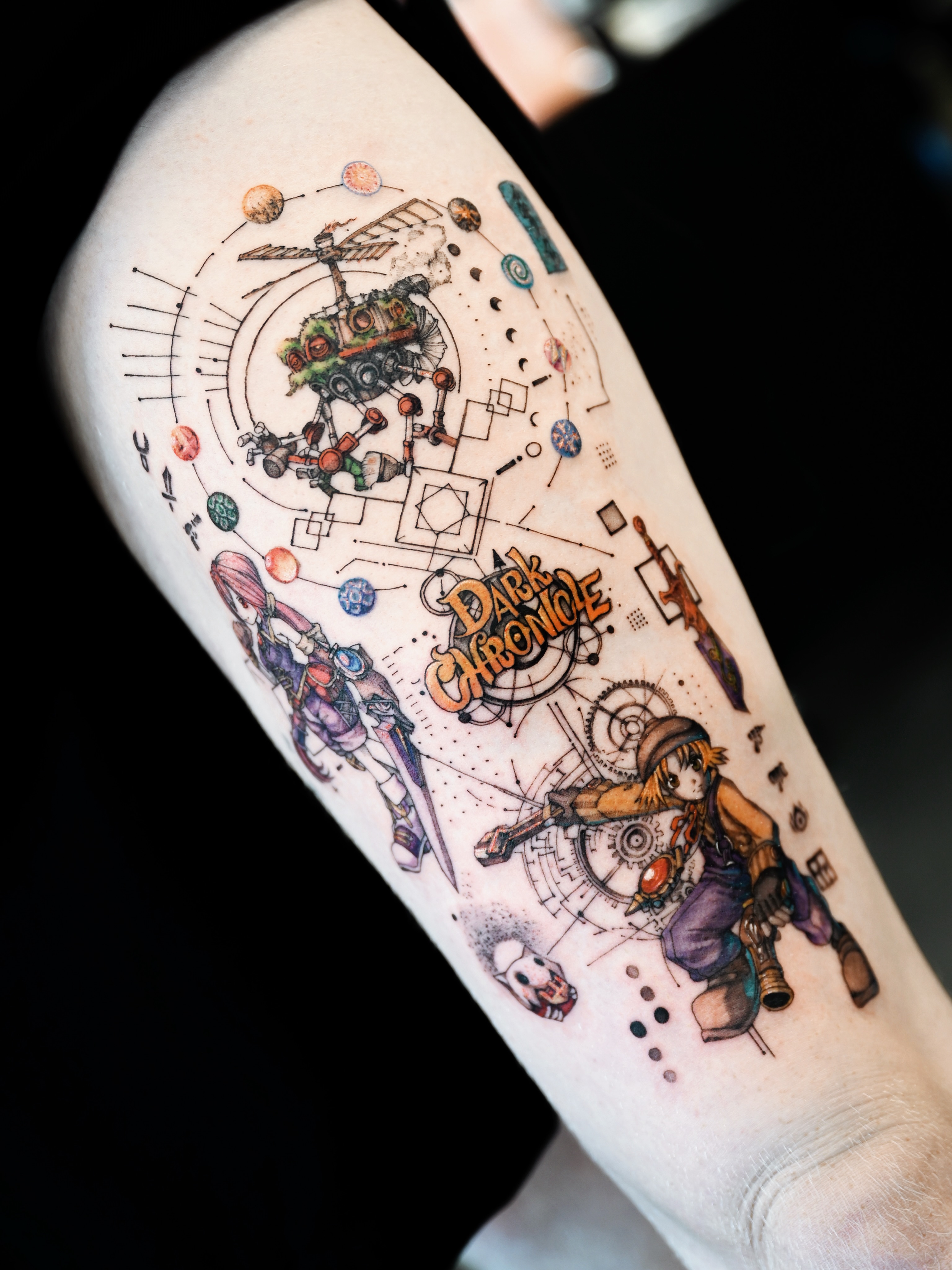 Final Fantasy VII characters anime tattoo on the forearm by Kimi