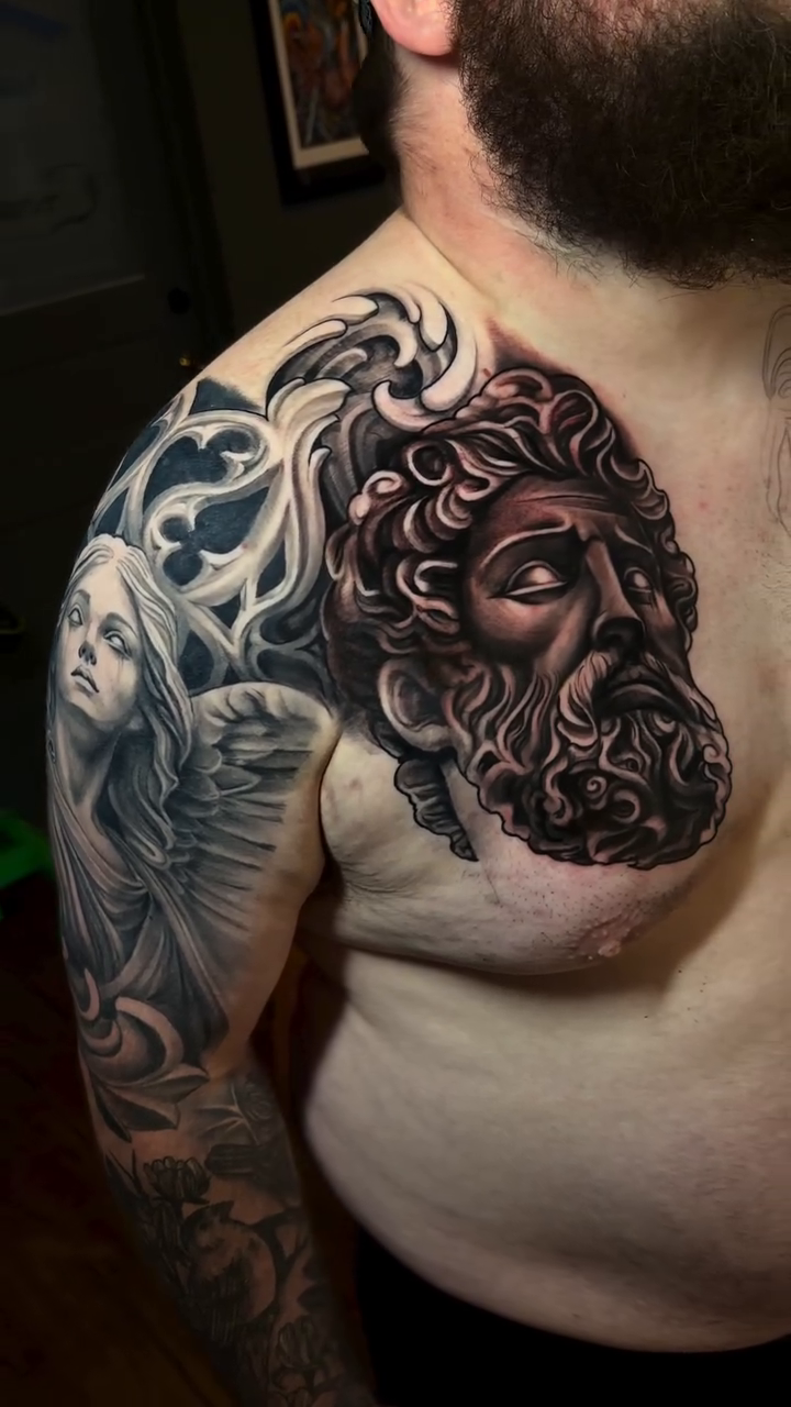 Tattoo by @coreyryantattoo — realism, black_and_grey