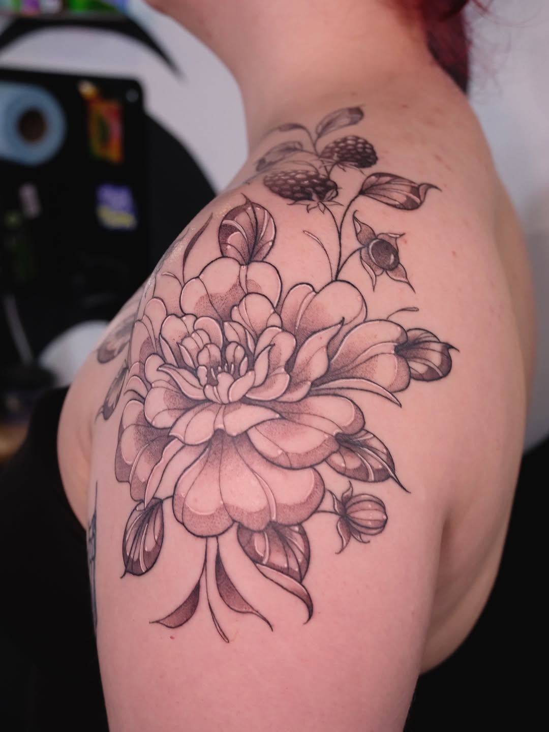 Tattoo by @velvet_corpse — black_and_grey, dotwork