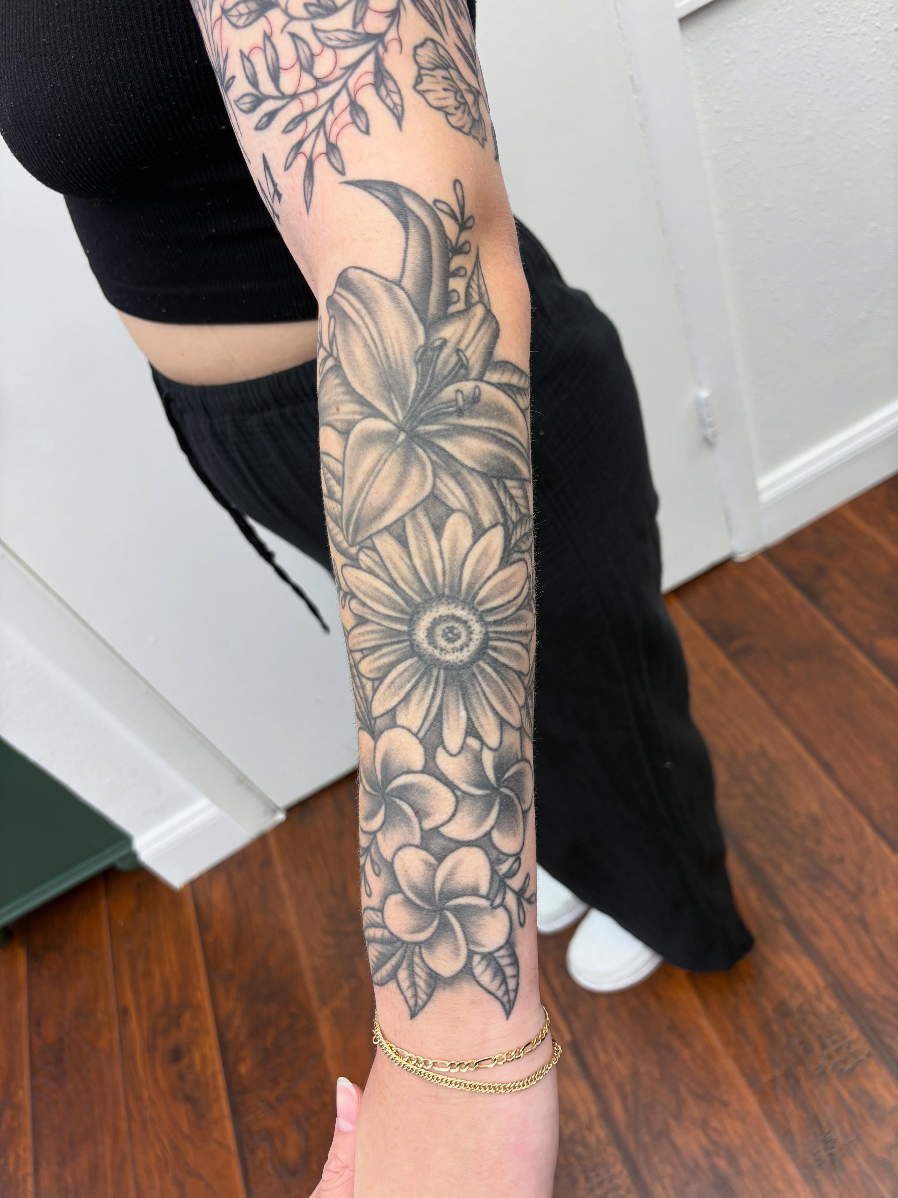 Tattoo by @skyecaliforniaink — black_and_grey