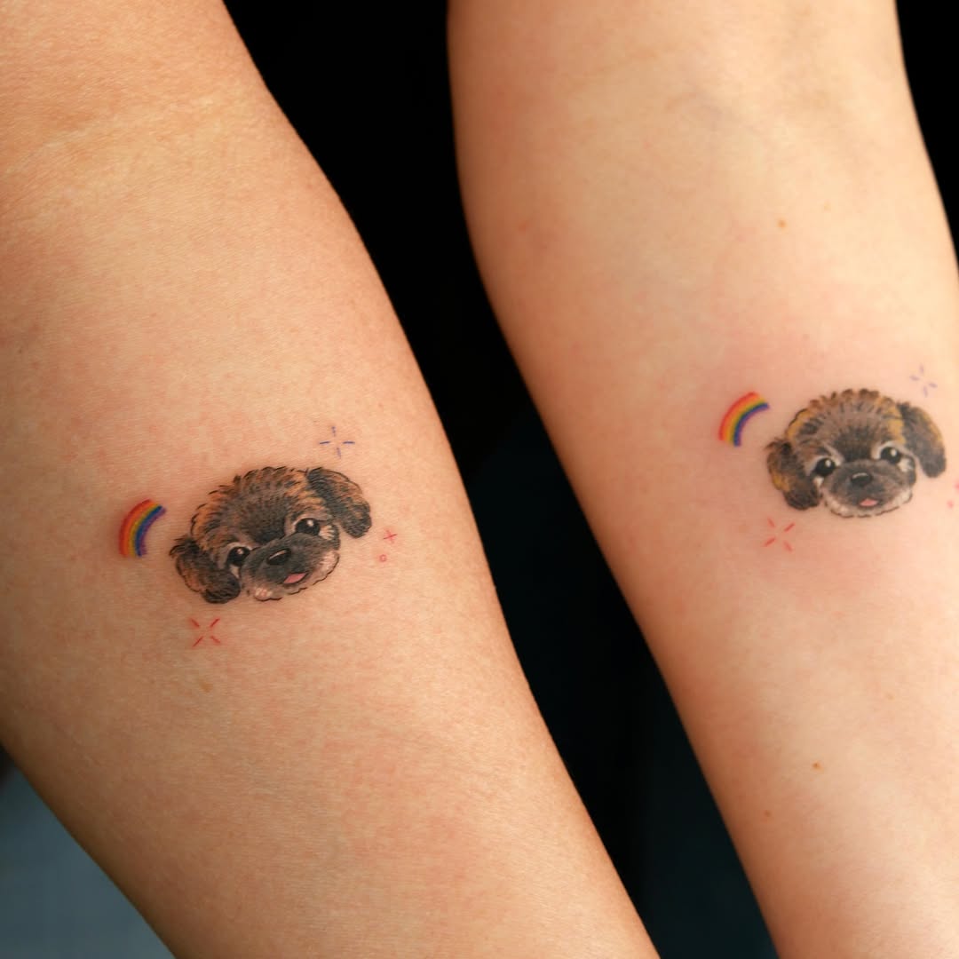 Puppy realism tattoo on the forearm by 타투 Seon 컬러타투