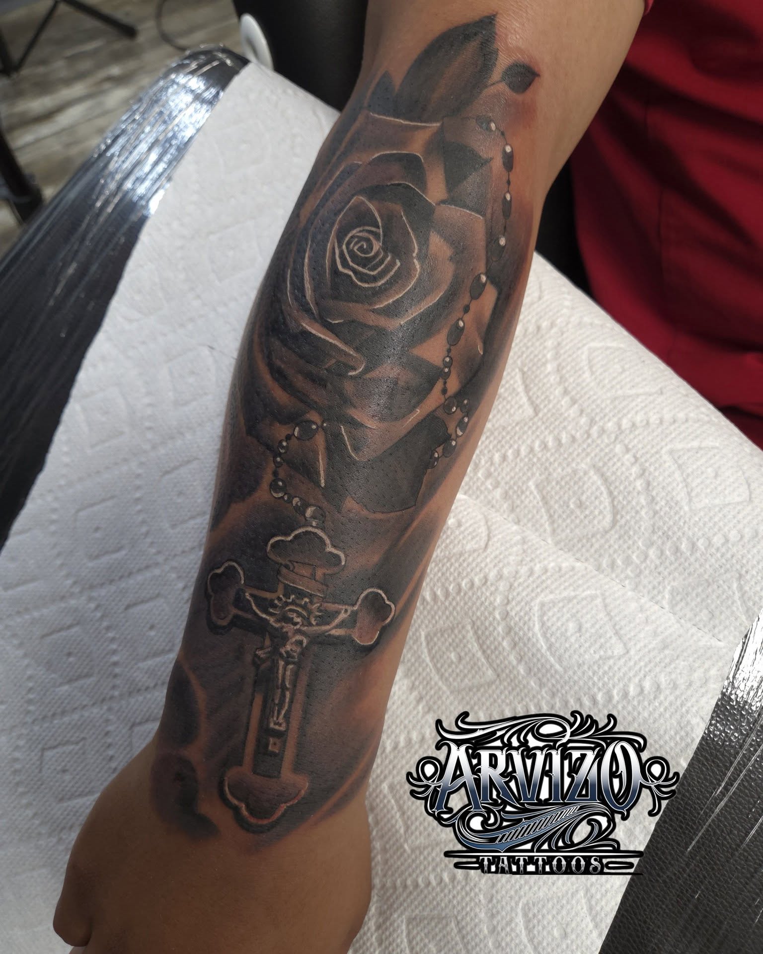 Tattoo by @arvizo_tattoos — black_and_grey, realism