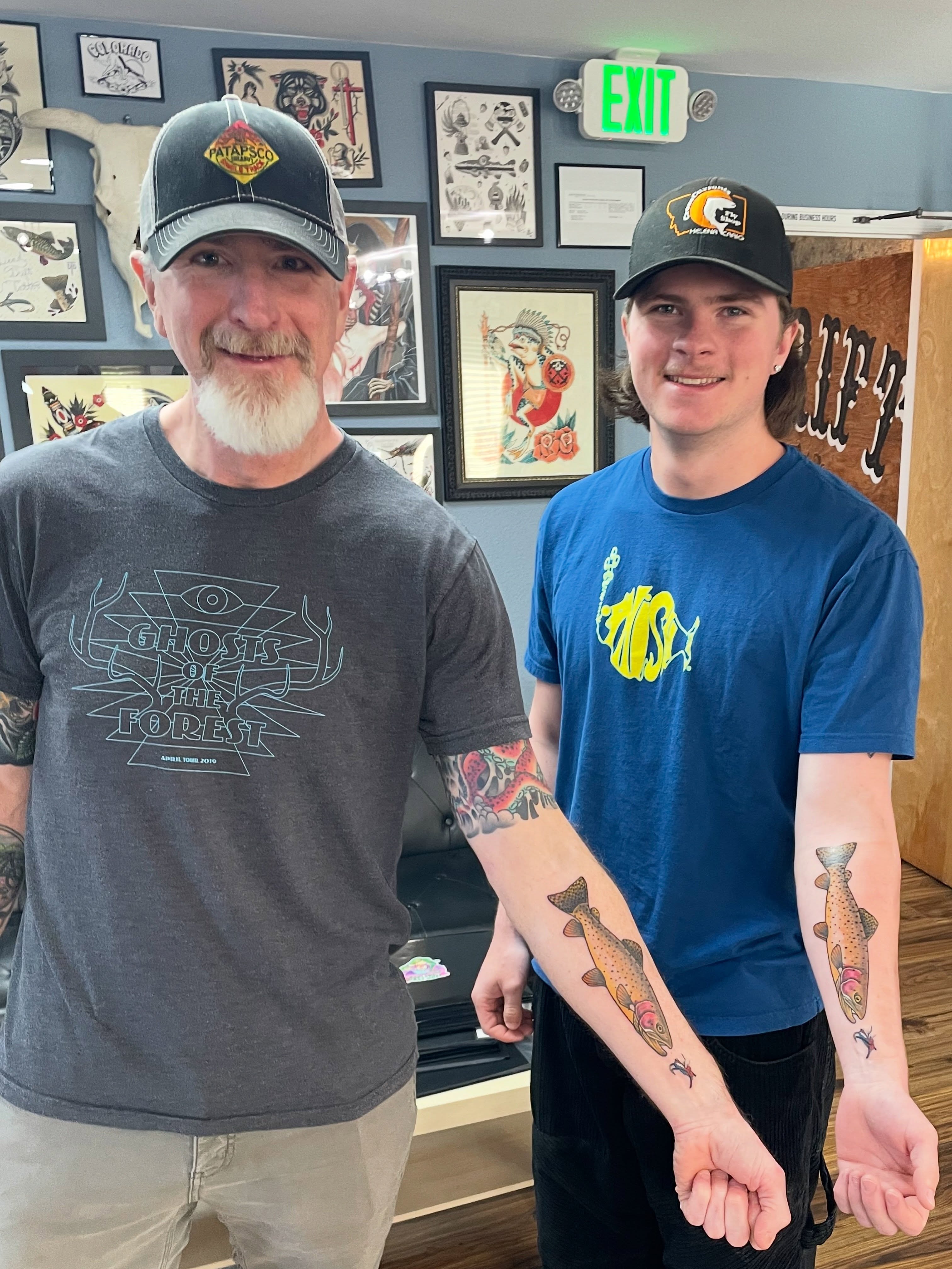 Trout American traditional tattoo on the forearm by πΌπ
ππΎπππππ