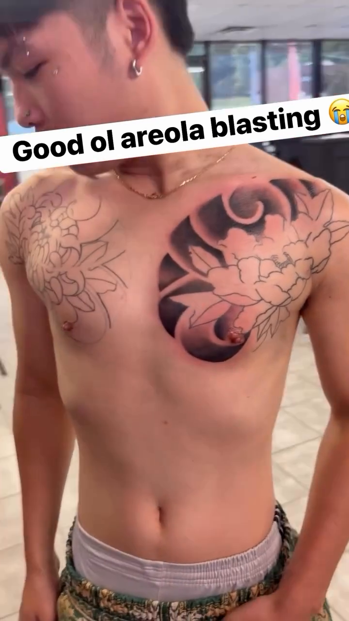 Dragon and floral elements japanese irezumi tattoo by Brandon Harrison, Kansas City, Missouri