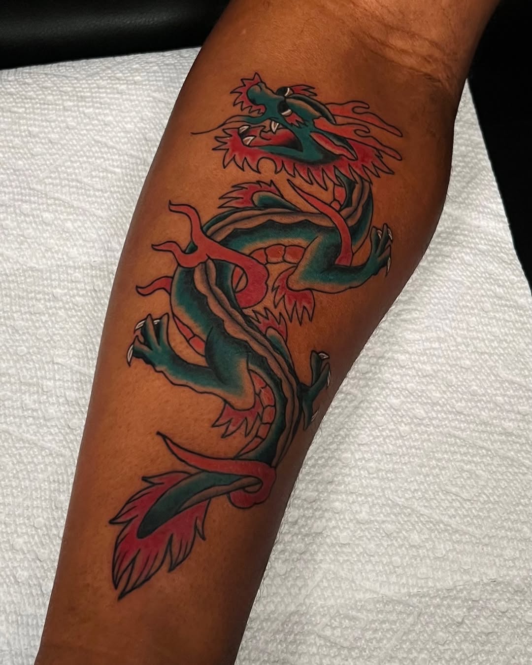 Tattoo by @snakesanddaggers — japanese_irezumi, american_traditional