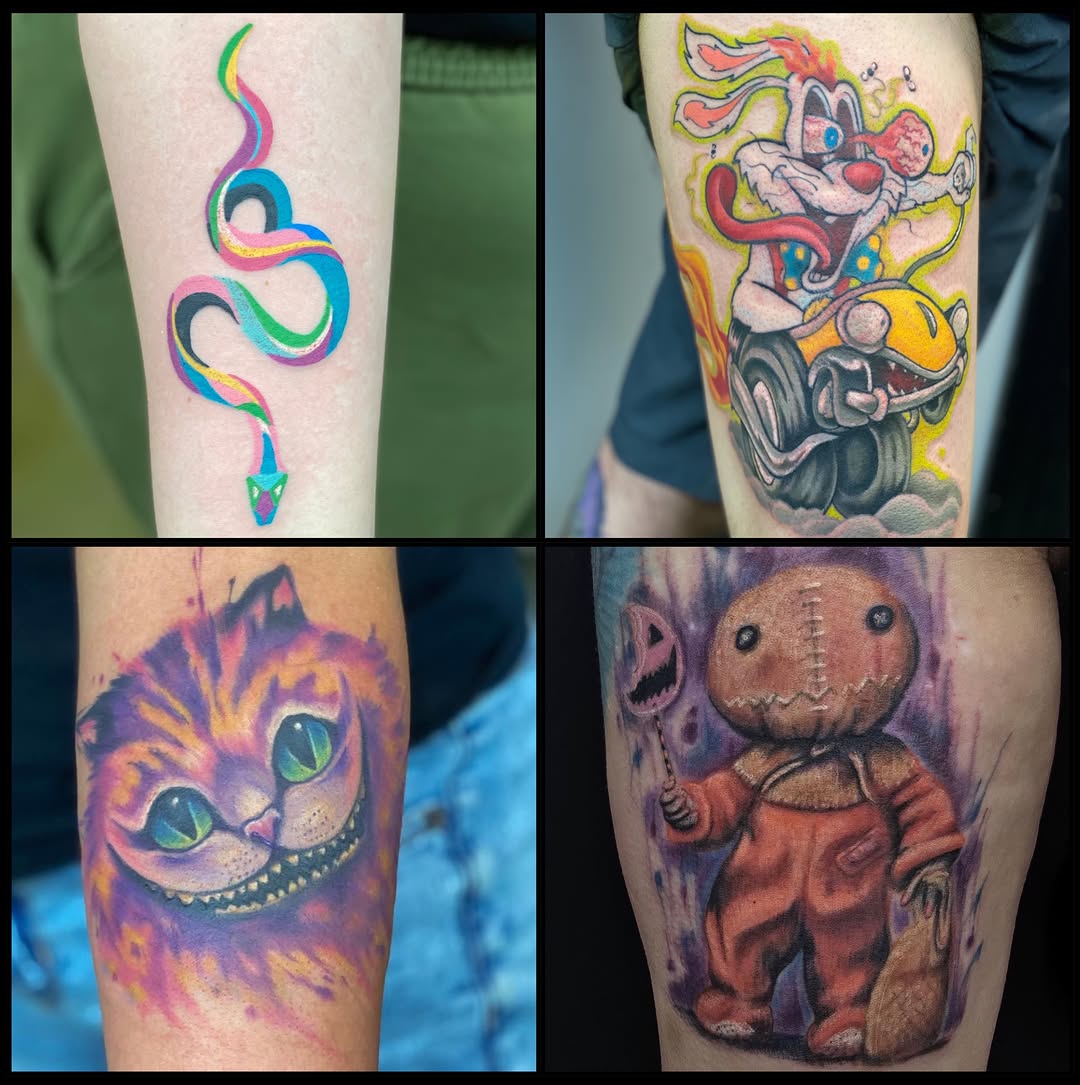 Snake new school tattoo on the forearm by Loki Shane DeFriece