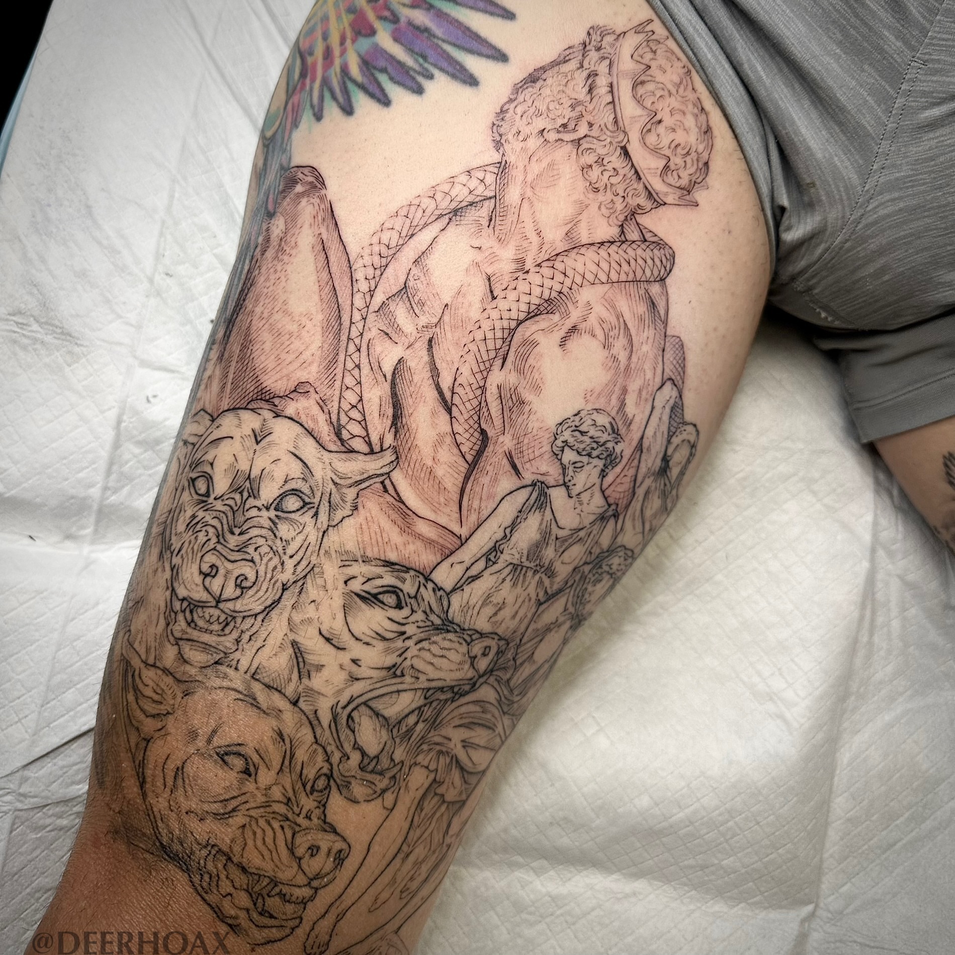 Tattoo by @deerhoax — black_and_grey, realism