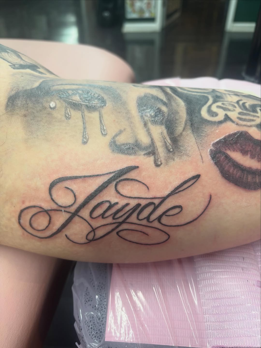 Tattoo by @oscartattooer — lettering_script, chicano