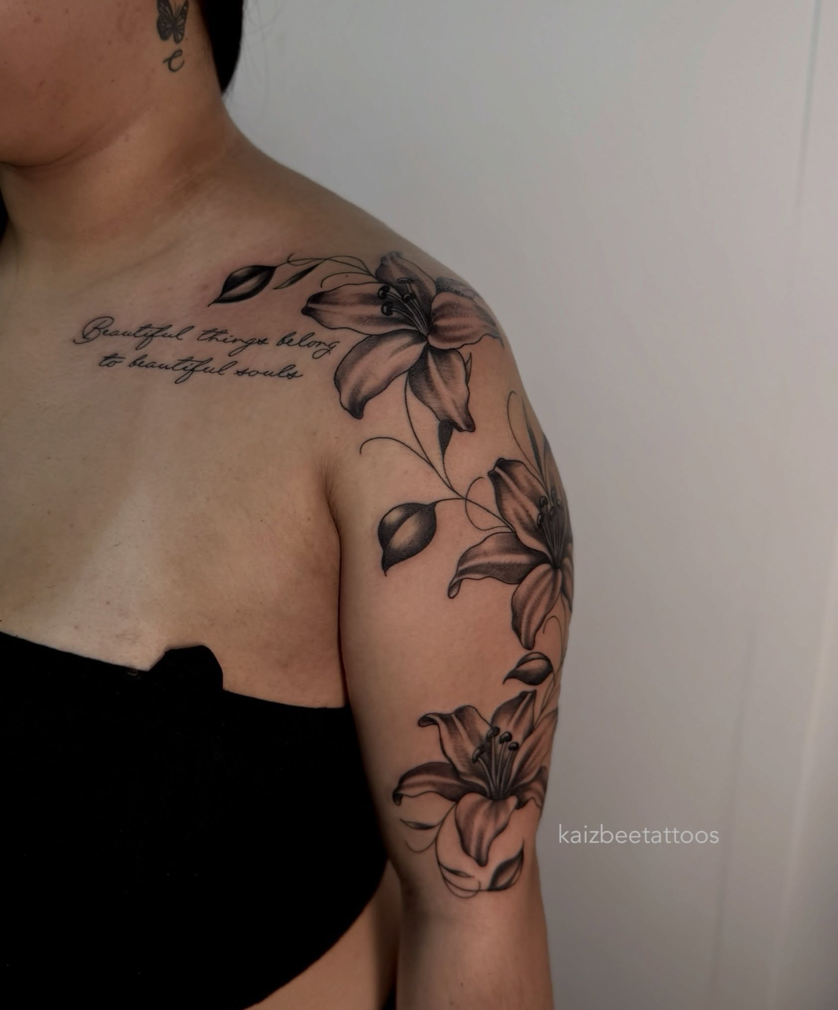 Tattoo by @kaizbeetattoos — black_and_grey