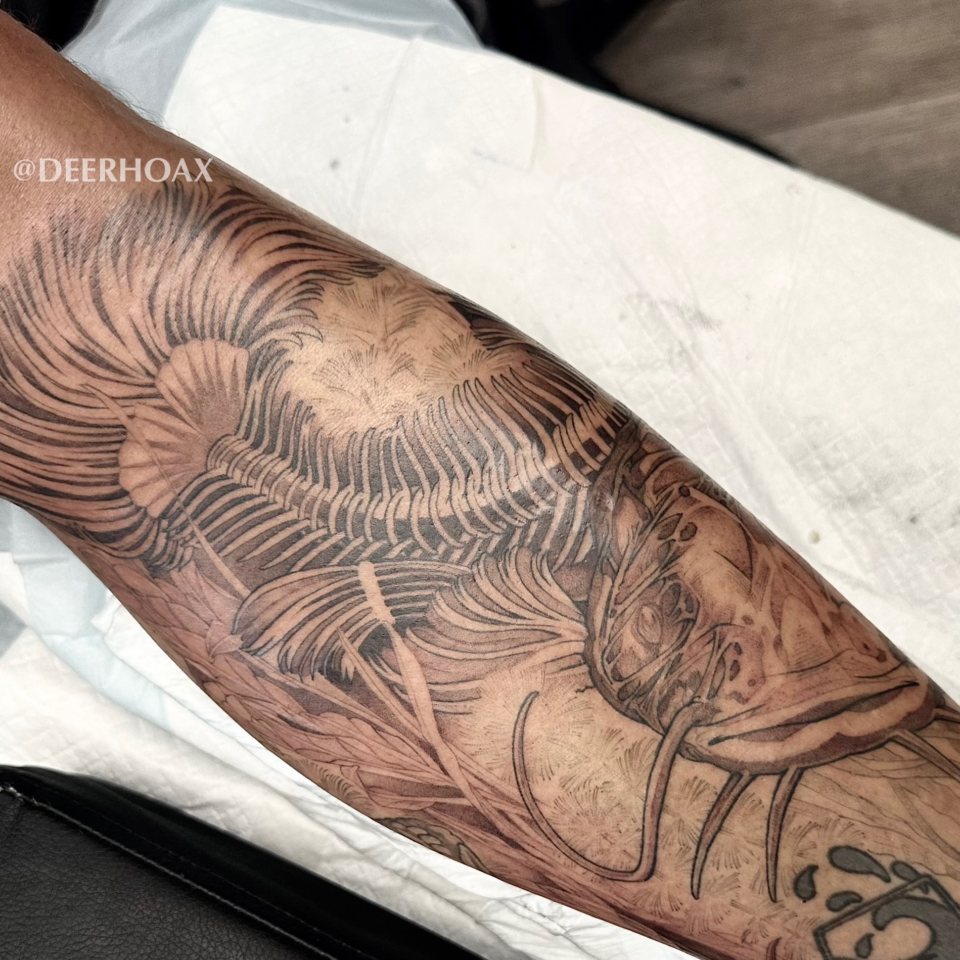 Tattoo by @deerhoax — black_and_grey
