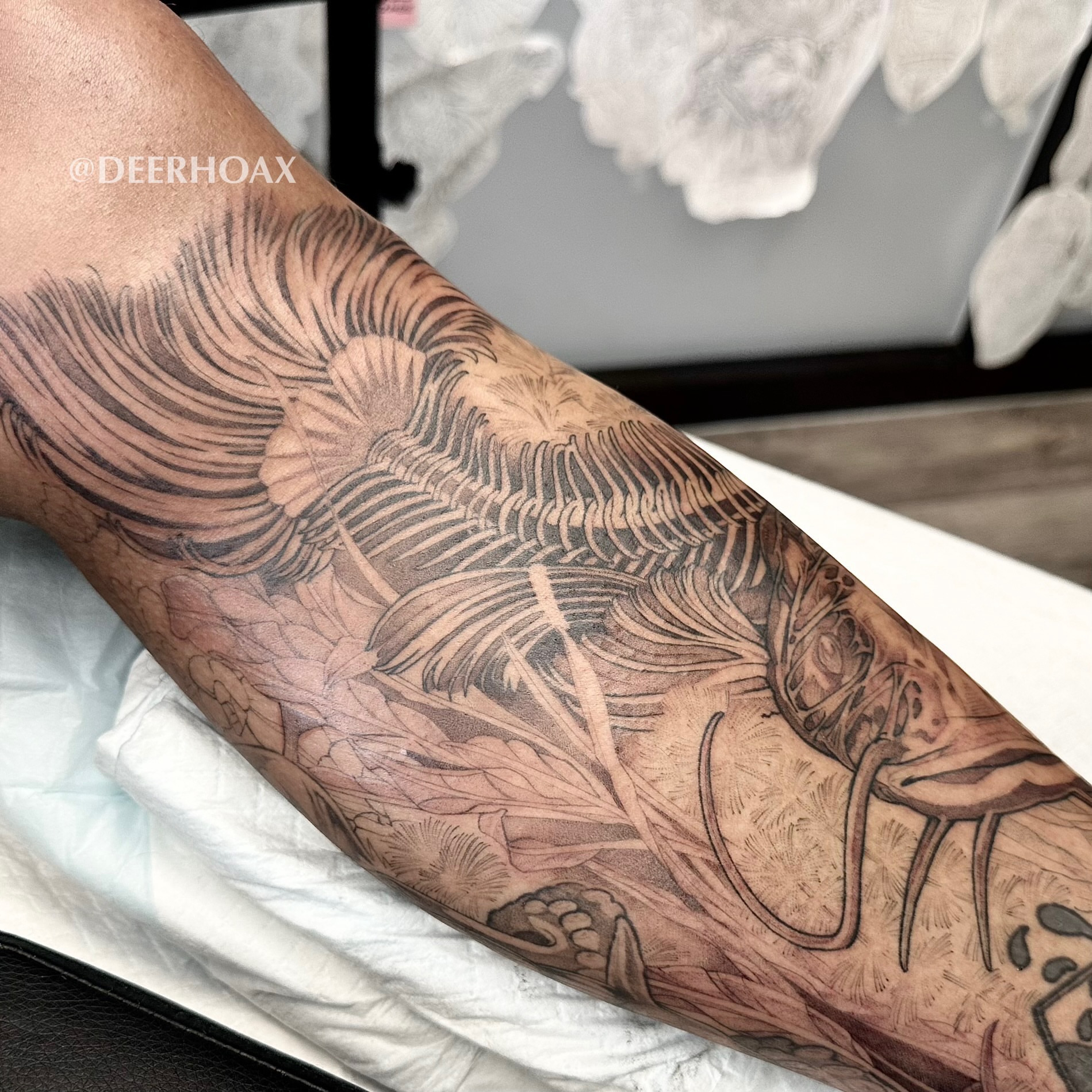 Tattoo by @deerhoax — black_and_grey