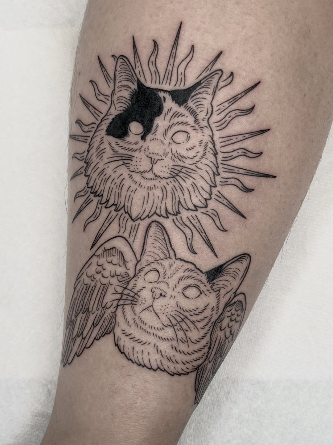 Tattoo by @darkhatchings — black_and_grey, illustrative
