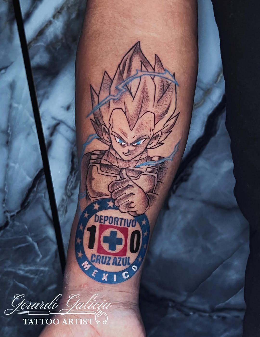 Anime tattoo on the forearm by Gerardo Galicia, New York, New York