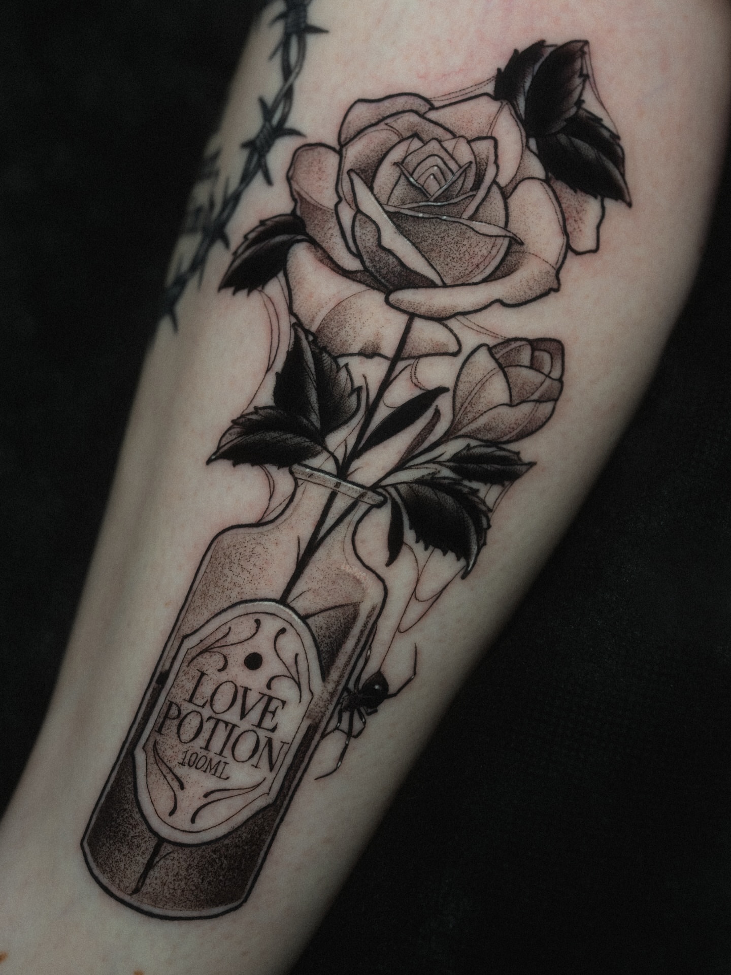 Tattoo by @robiscoffee — black_and_grey, realism