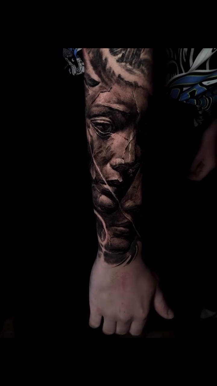 Portrait of a woman realism tattoo by Cory James