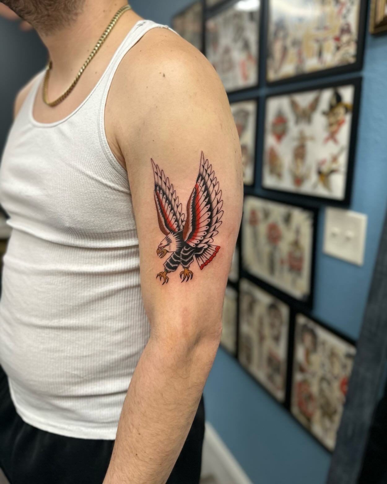 Eagle American traditional tattoo on the forearm by rory