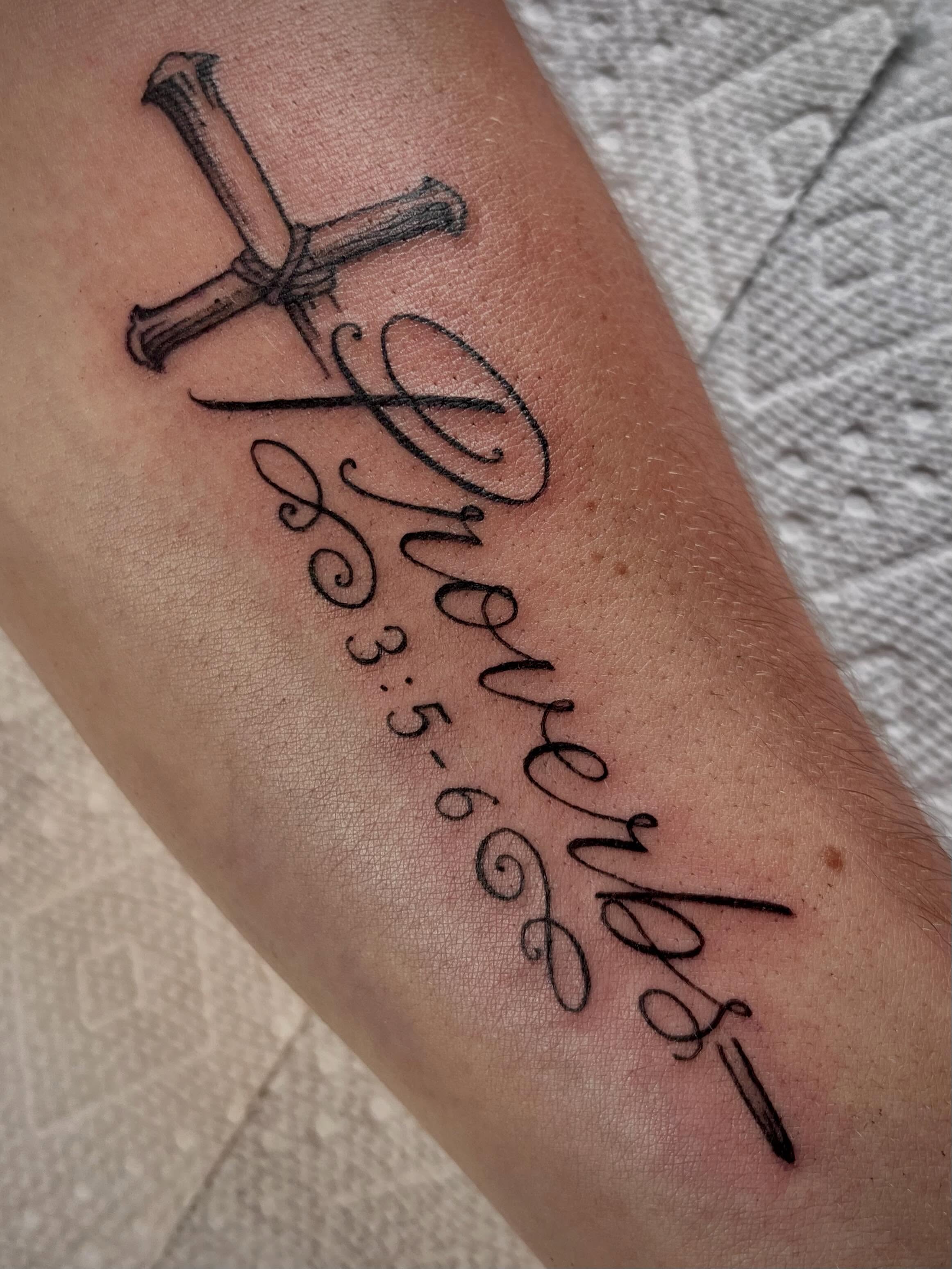 Tattoo by @audreywallacetattoo — lettering_script