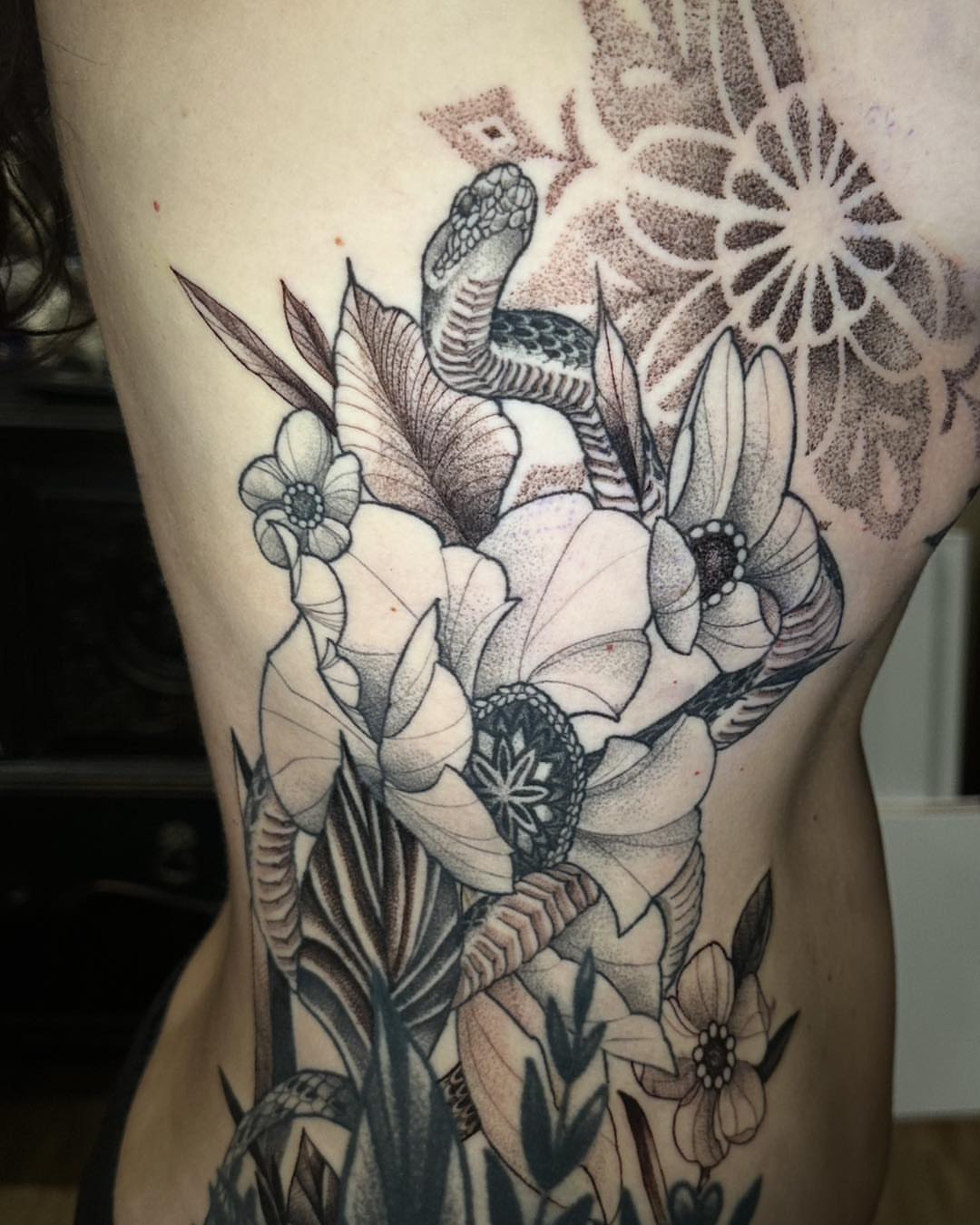 Tattoo by @chrisdoyletattoos — dotwork, black_and_grey
