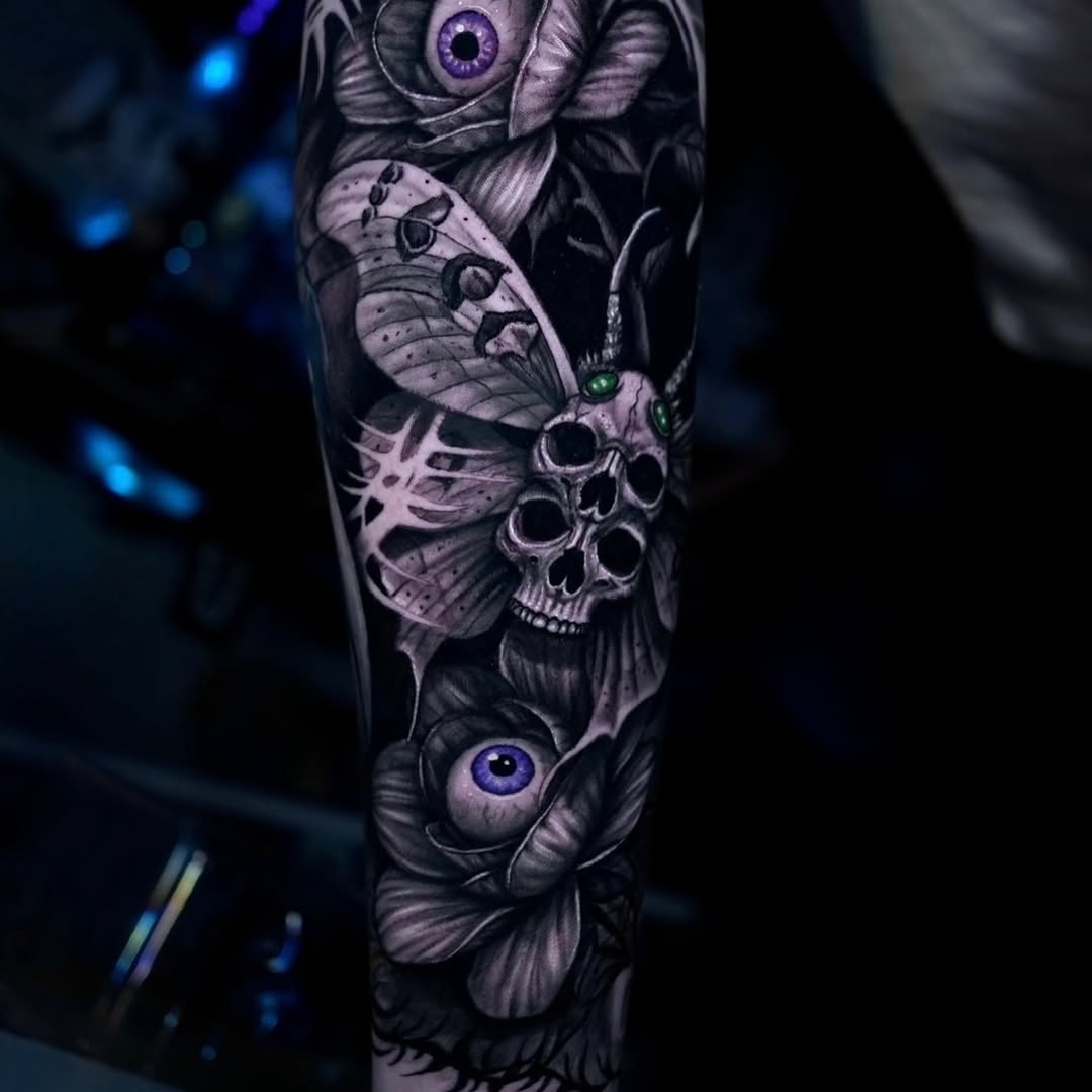 Tattoo by @devinmullentattoos — dark_realism, black_and_grey